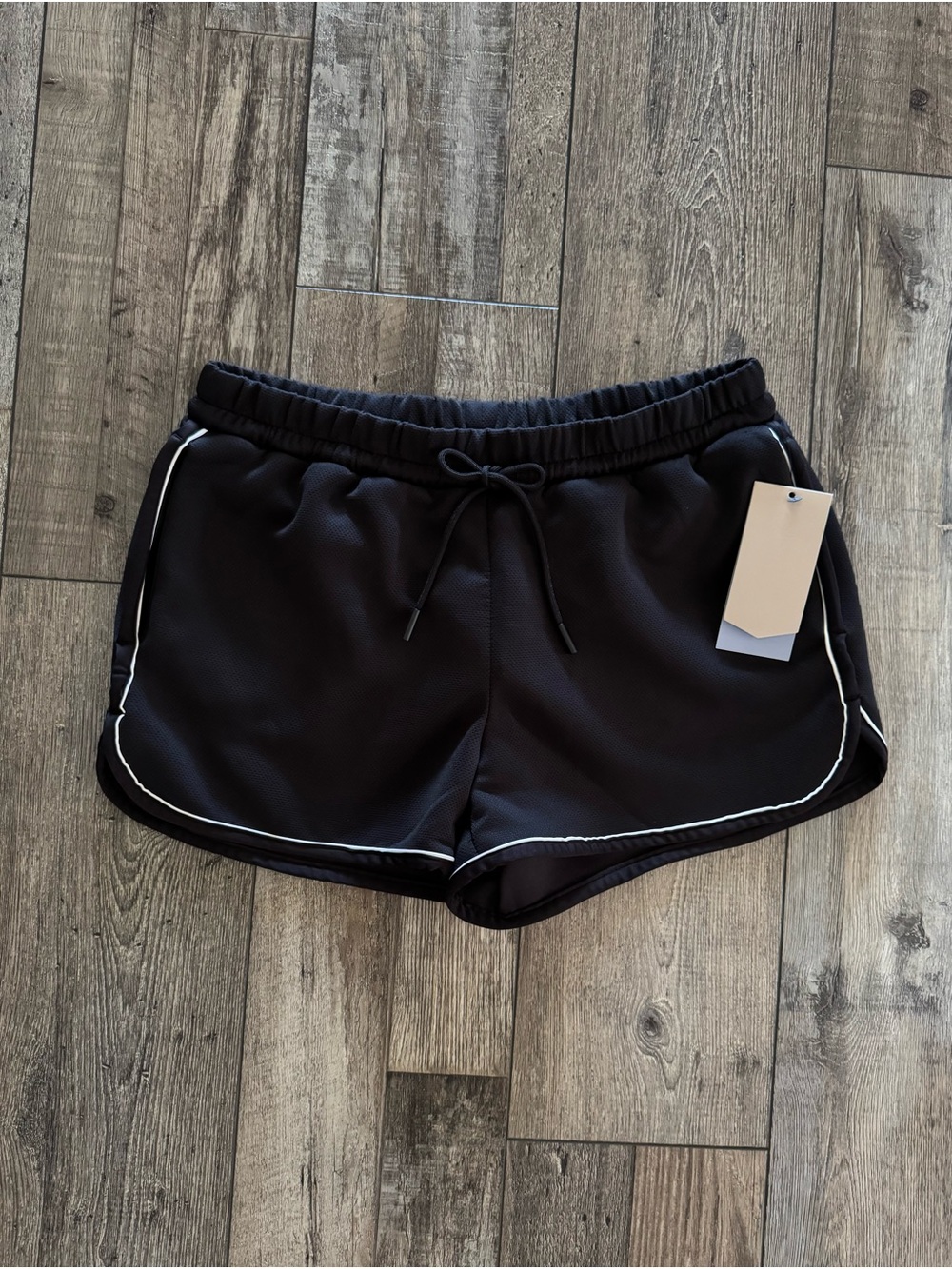 Women’s Black Athletic Shorts with Contrast Piping